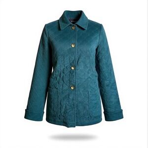 Serengeti Quilted Corduroy Barn Jacket Teal 1X Button Front Pockets